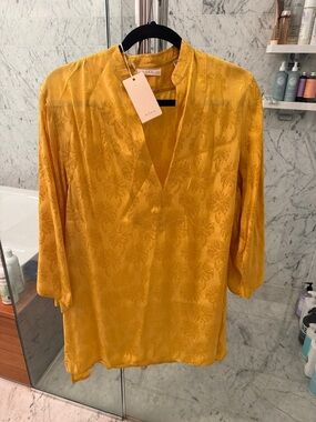 Doen Yellow Floral Jacquard Mini Dress